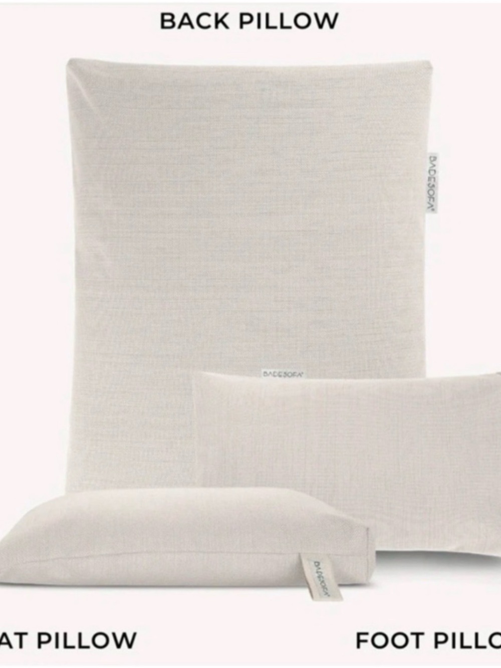 Large Back, Seat & Foot Pillow Set- Ivory Home Bedding (Brand: )